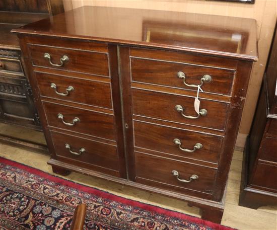 A George III mahogany press cupboard W.110cm